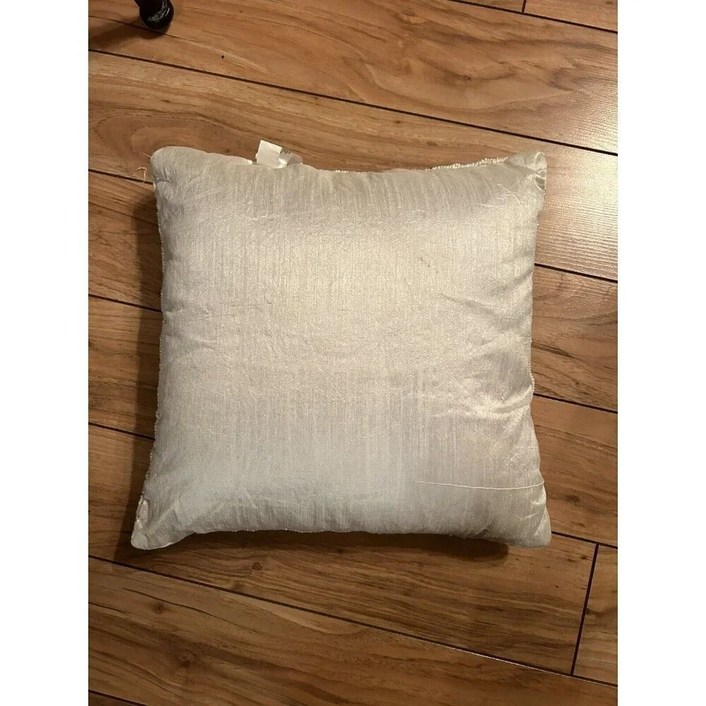 Christmas Beaded Silver Snowflake Throw Pillow Decor 14